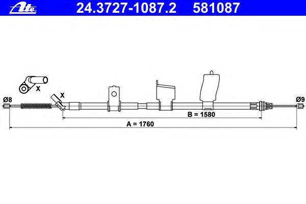 Трос, стояночная тормозная система ATE 24.3727-1087.2