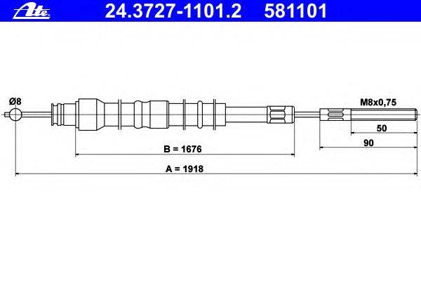 Трос, стояночная тормозная система ATE 24.3727-1101.2