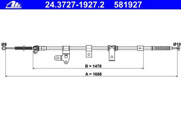 Трос, стояночная тормозная система ATE 24.3727-1927.2