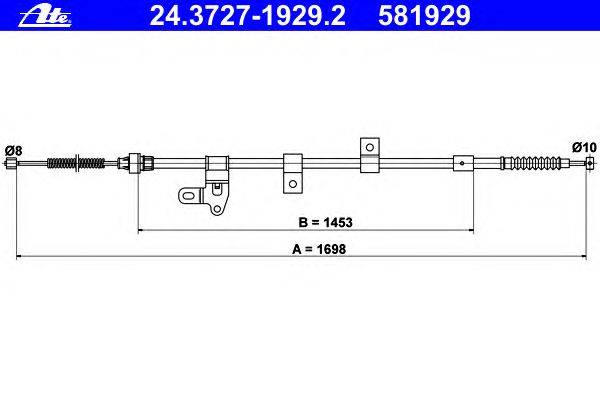 Трос, стояночная тормозная система ATE 24.3727-1929.2