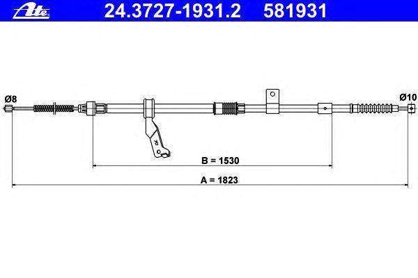 Трос, стояночная тормозная система ATE 24.3727-1931.2