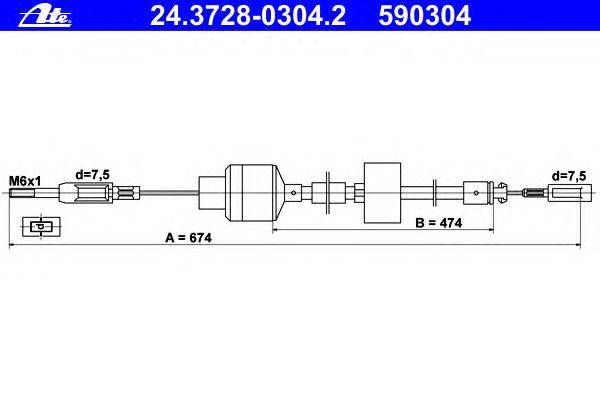 Трос, управление сцеплением ATE 24.3728-0304.2