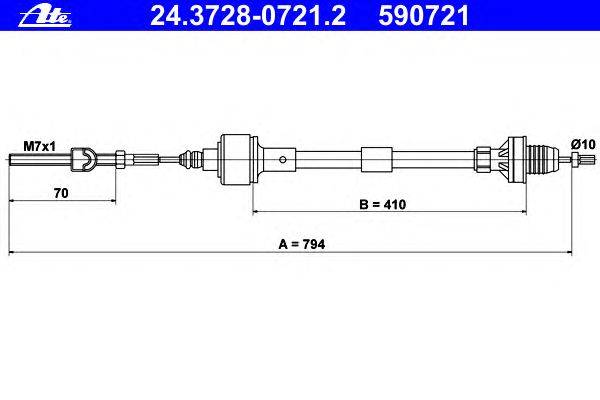 Трос, управление сцеплением ATE 24.3728-0721.2