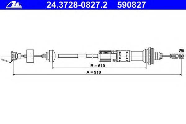 Трос, управление сцеплением ATE 24.3728-0827.2