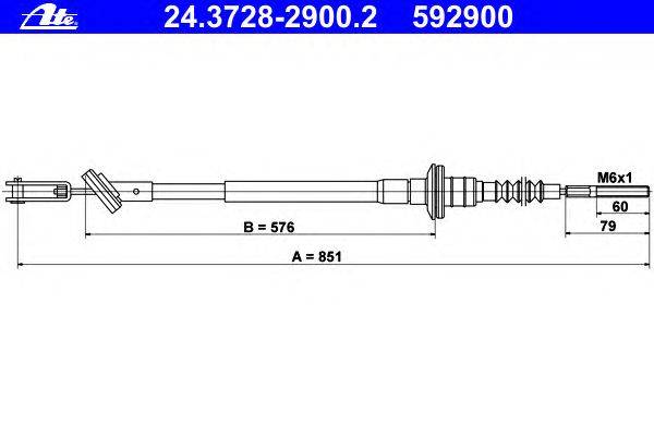 Трос, управление сцеплением ATE 24.3728-2900.2