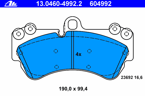 Комплект тормозных колодок, дисковый тормоз ATE 23692