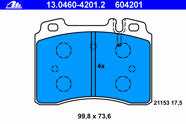 Комплект тормозных колодок, дисковый тормоз ATE 13046042012