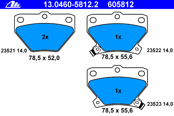 Комплект тормозных колодок, дисковый тормоз ATE 13046058122