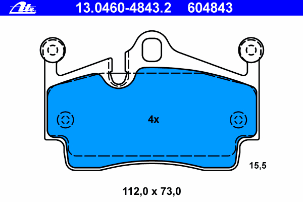 Комплект тормозных колодок, дисковый тормоз ATE 13046048432