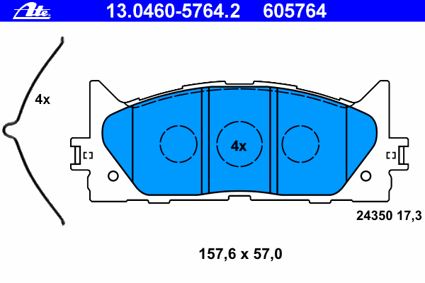 Комплект тормозных колодок, дисковый тормоз ATE 24350