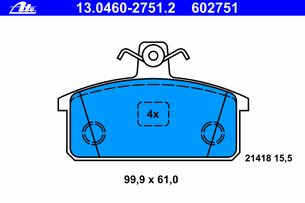 Комплект тормозных колодок, дисковый тормоз ATE 21418