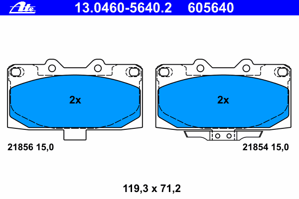 Комплект тормозных колодок, дисковый тормоз ATE 13046056402