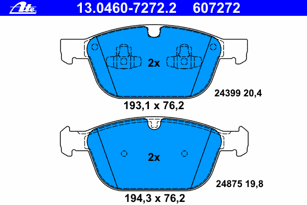 Комплект тормозных колодок, дисковый тормоз ATE 13.0460-7272.2