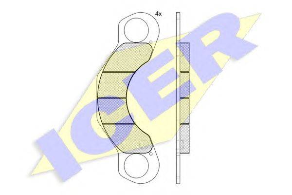 Комплект тормозных колодок, дисковый тормоз ICER 20510