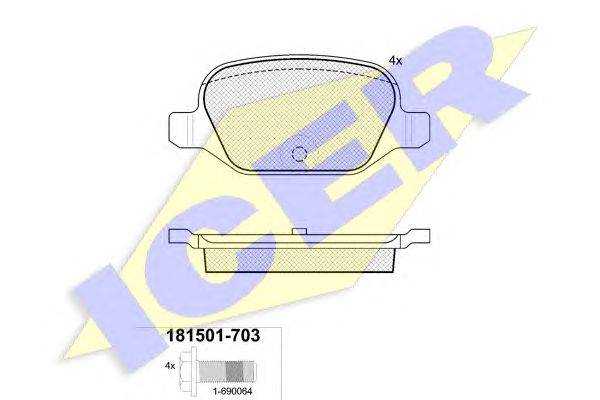 Комплект тормозных колодок, дисковый тормоз ICER 181501