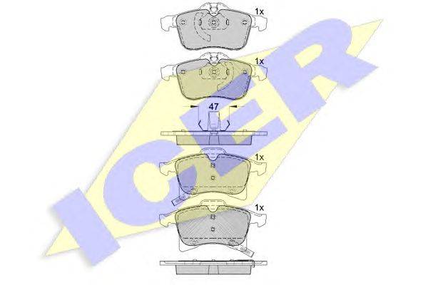 Комплект тормозных колодок, дисковый тормоз ICER 23833