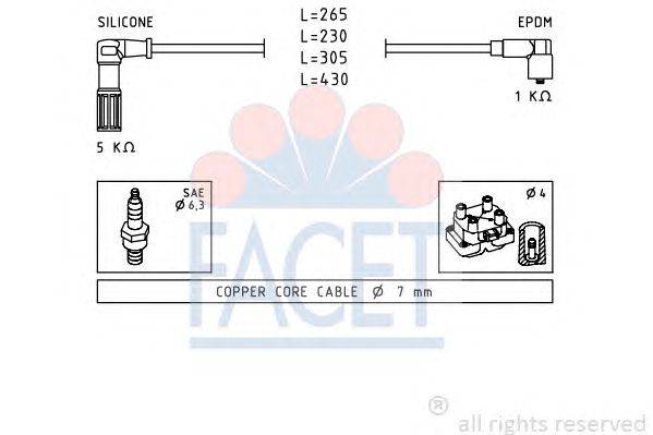 Комплект проводов зажигания FACET 4.8613