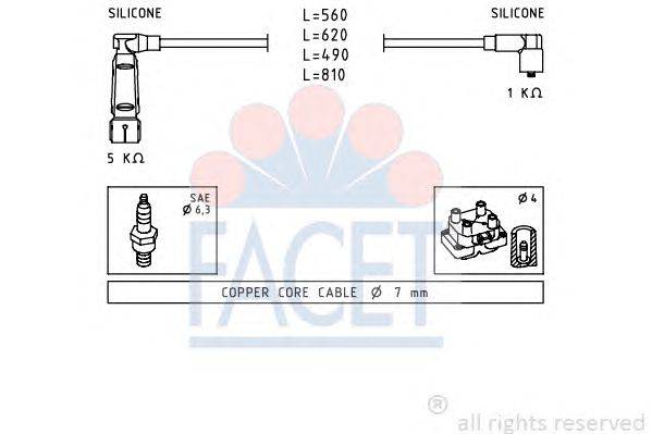 Комплект проводов зажигания FACET 4.9350