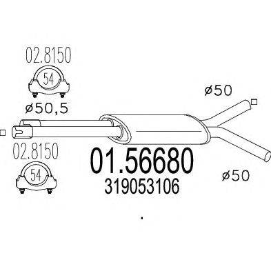 Средний глушитель выхлопных газов MTS 01.56680
