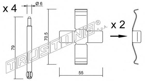 Комплектующие, колодки дискового тормоза TRUSTING KIT.077