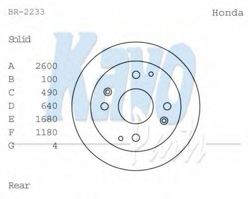 Тормозной диск KAVO PARTS BR-2233
