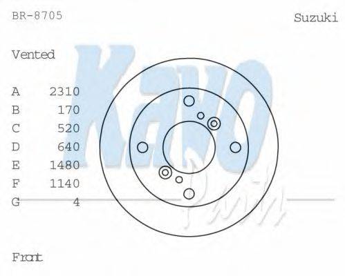 Тормозной диск KAVO PARTS BR-8705