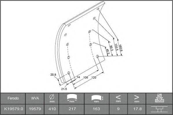 Комплект тормозных башмаков, барабанные тормоза ABEX B2093167