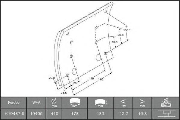 Комплект тормозных башмаков, барабанные тормоза ABEX B2203927