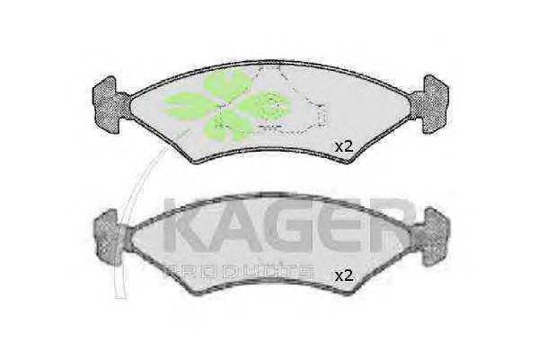 Комплект тормозных колодок, дисковый тормоз KAGER 20857