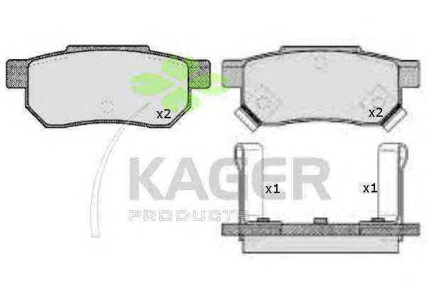 Комплект тормозных колодок, дисковый тормоз KAGER 350299