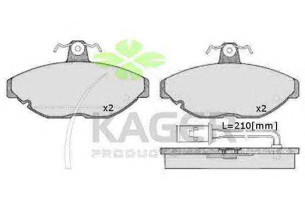 Комплект тормозных колодок, дисковый тормоз KAGER 350337