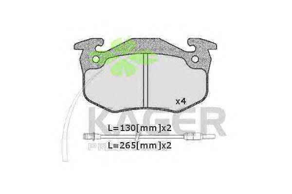 Комплект тормозных колодок, дисковый тормоз KAGER 350401