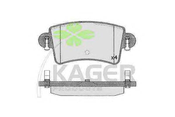 Комплект тормозных колодок, дисковый тормоз KAGER 350549
