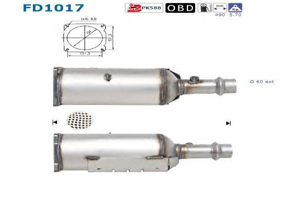 Сажевый / частичный фильтр, система выхлопа ОГ AS FD1017