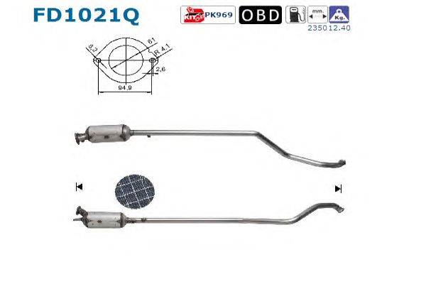 Сажевый / частичный фильтр, система выхлопа ОГ AS FD1021Q