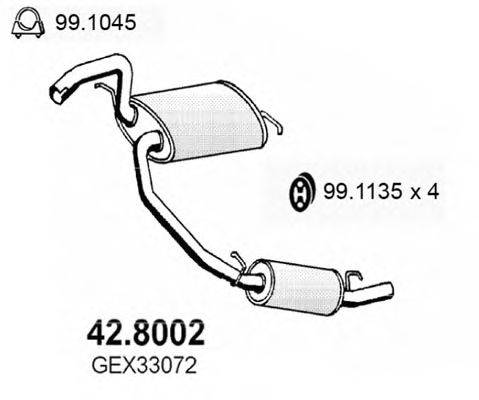 Средний / конечный глушитель ОГ ASSO 428002