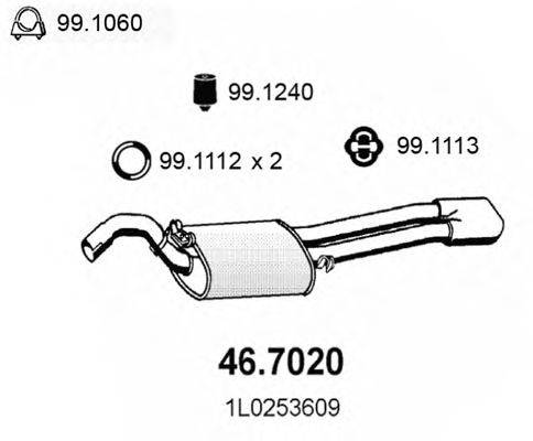 Глушитель выхлопных газов конечный ASSO 467020