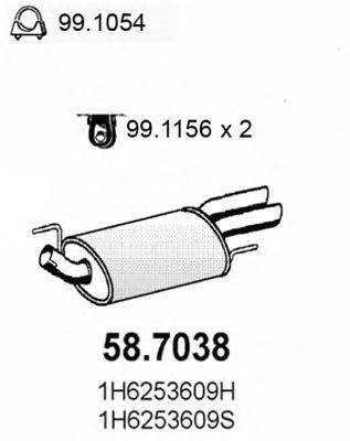 Глушитель выхлопных газов конечный ASSO 58.7038