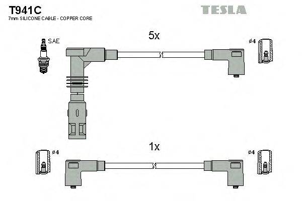 Комплект проводов зажигания TESLA T941C