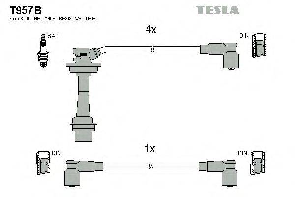 Комплект проводов зажигания TESLA T957B