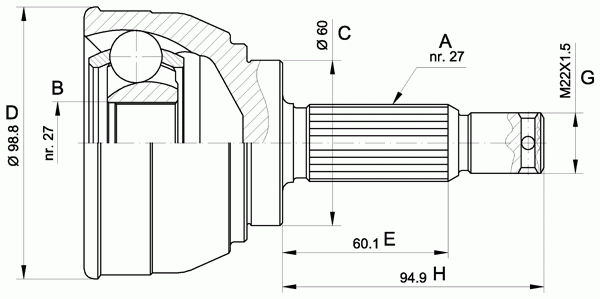 Шарнирный комплект, приводной вал OPEN PARTS CVJ5561.10