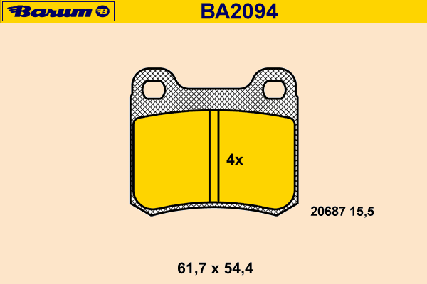 Комплект тормозных колодок, дисковый тормоз BARUM BA2094
