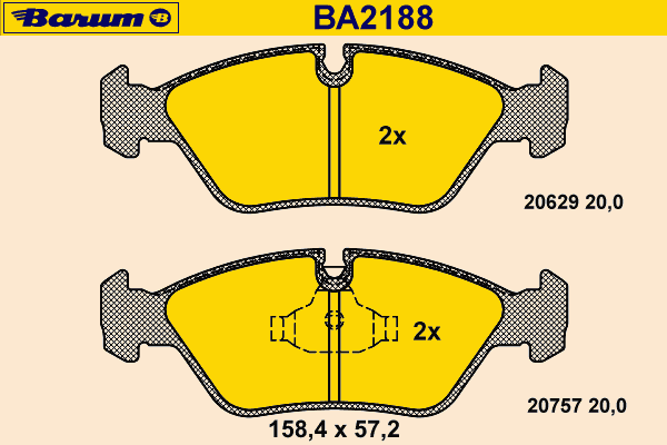 Комплект тормозных колодок, дисковый тормоз BARUM 20629
