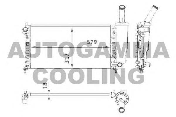 Радиатор, охлаждение двигателя AUTOGAMMA 101404