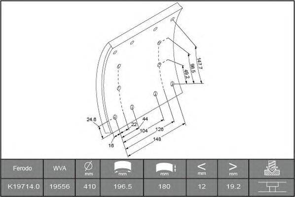 Комплект тормозных башмаков, барабанные тормоза IVECO 1906372