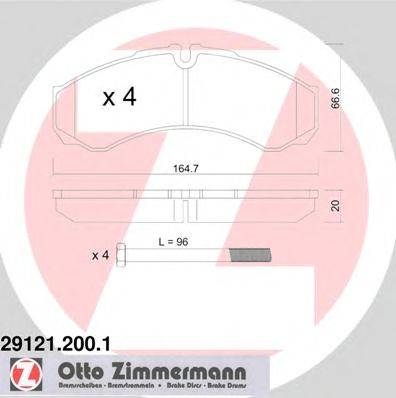 Комплект тормозных колодок, дисковый тормоз ZIMMERMANN 29121