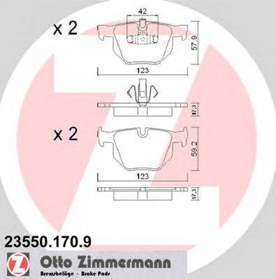 Комплект тормозных колодок, дисковый тормоз ZIMMERMANN 235501709