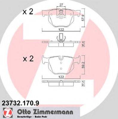 Комплект тормозных колодок, дисковый тормоз ZIMMERMANN 23732.170.9