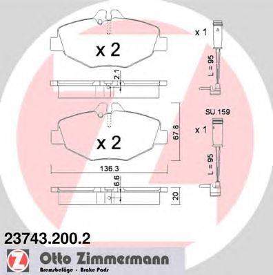 Комплект тормозных колодок, дисковый тормоз ZIMMERMANN 23743.200.2