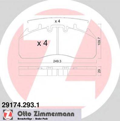 Комплект тормозных колодок, дисковый тормоз ZIMMERMANN 291742931